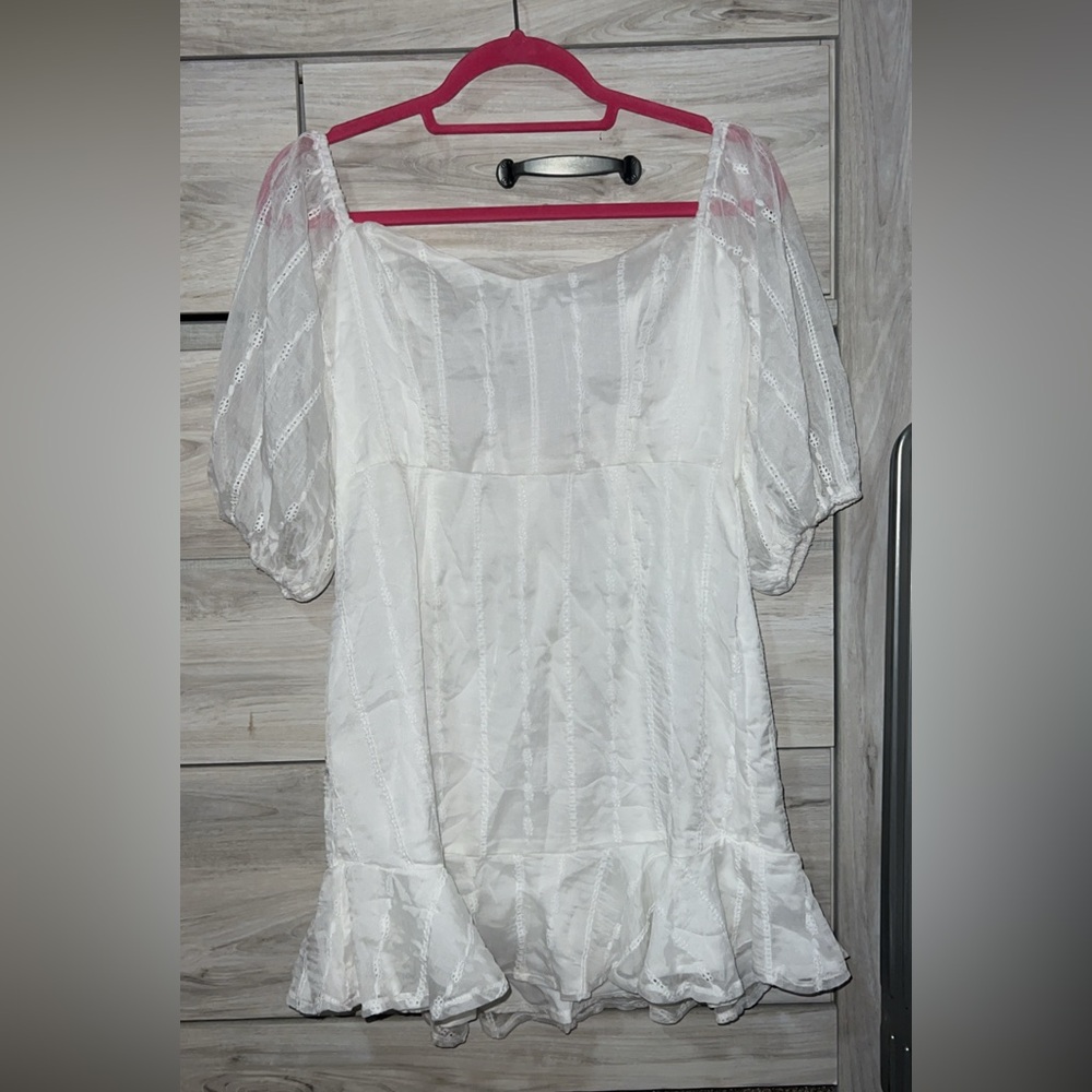 The Vintage Shop White Puff-Sleeve Square-Neck Blouse